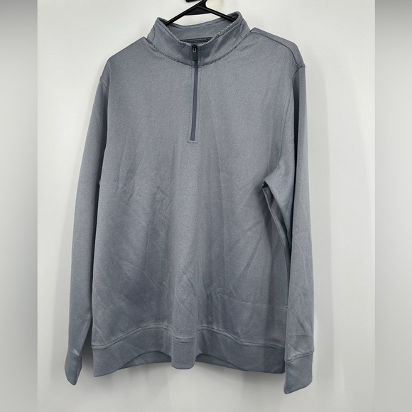 Hickey Freeman 1/4 Zip Pullover Micro Striped Long Sleeve Mens Size L $125 NWOT